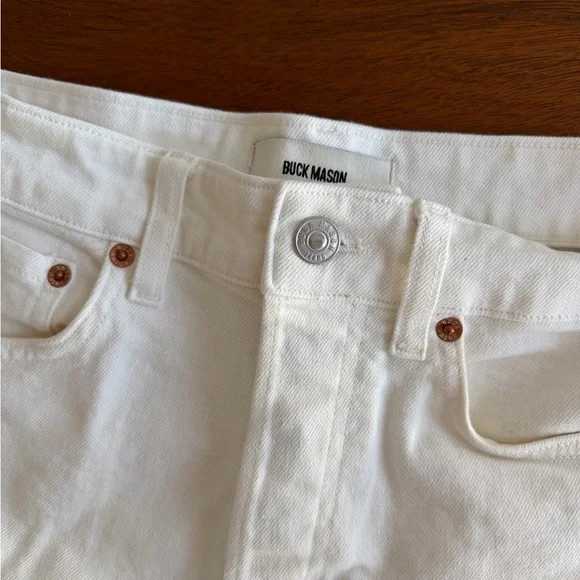 Buck Mason White Denim Rider Shorts - Picture 4 of 8